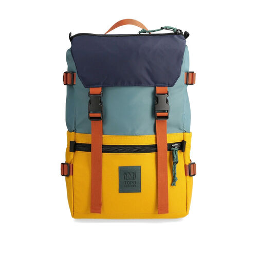 Mochila Azul y Amarilla Topo Designs Rover Pack Classic Sea Pine Mustard