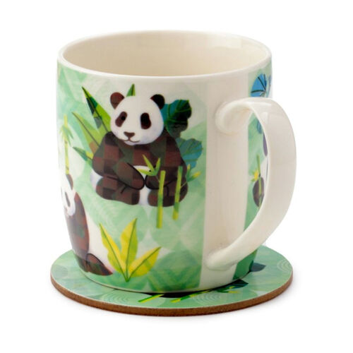 Taza de Porcelana y Posavasos Oso Panda Puckator Reino Animal