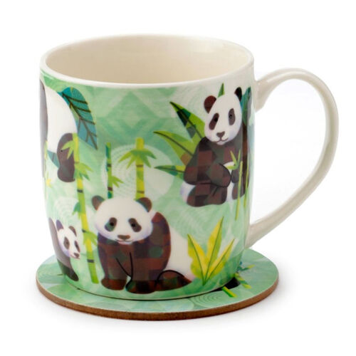 Taza de Porcelana y Posavasos Oso Panda Puckator Reino Animal