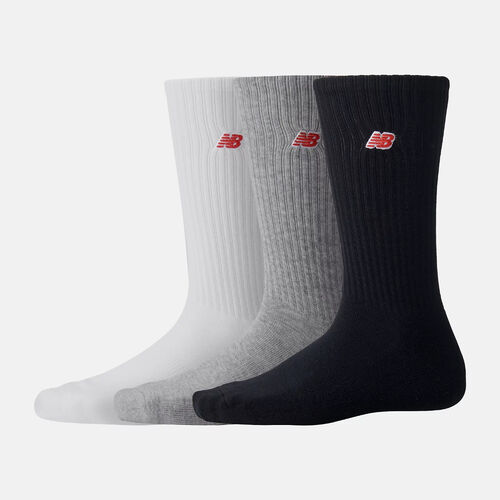 Pack de 3 Calcetines Blanco, Gris, Negro New Balance Patch Logo Crew S