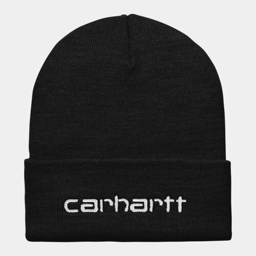 Gorro Negro Carhartt Script Beanie Black White 