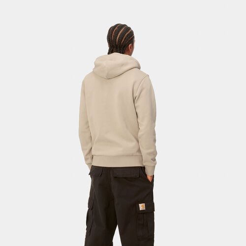 Sudadera Beige Carhartt Hooded Script Embroidery Sweat Wall Black S