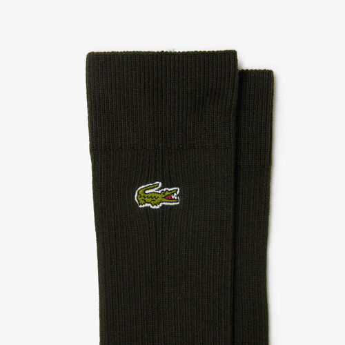 Pack de 2 Calcetines Verde Khaki Lacoste Acanalados Lisos 43/46