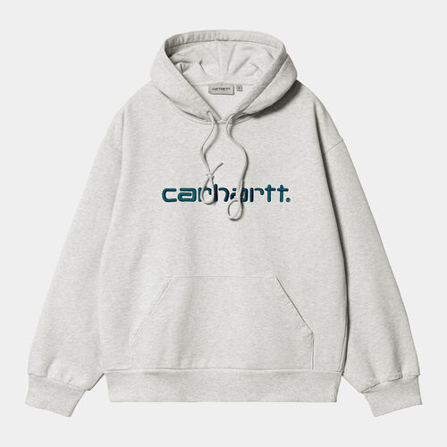 Sudadera Gris Carhartt con capucha Hooded Sweat Ash Heather Duck Blue XS