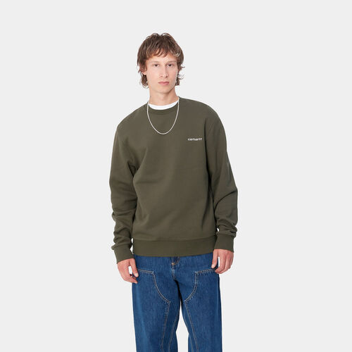 Sudadera Verde Carhartt Script Embroidery Sweat Cypress/White XS