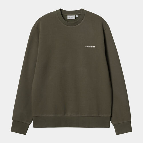 Sudadera Verde Carhartt Script Embroidery Sweat Cypress/White XS