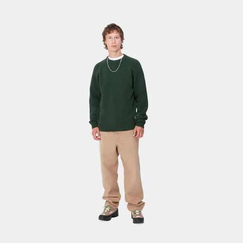 Jersey Verde Carhartt Anglistic Sweater Speckled Sycamore Tree XS