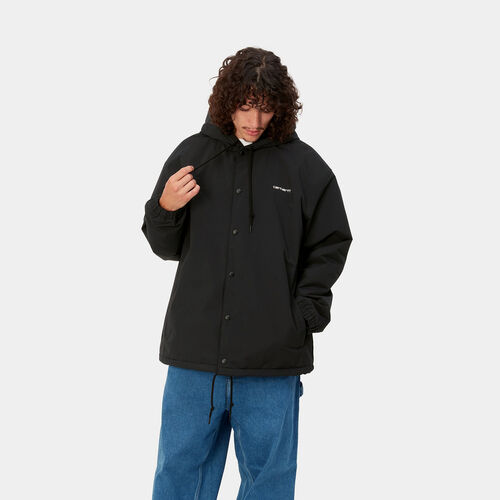 Cazadora Negra Carhartt Hooded Coach Jacket Black/White XS