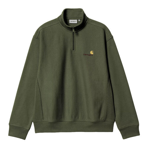 Sudadera Verde Carhartt Media Cremallera Half Zip American Script Sweatshirt Tarragon L