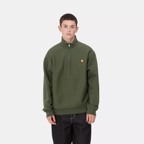 Sudadera Verde Carhartt Media Cremallera Half Zip American Script Sweatshirt Tarragon L