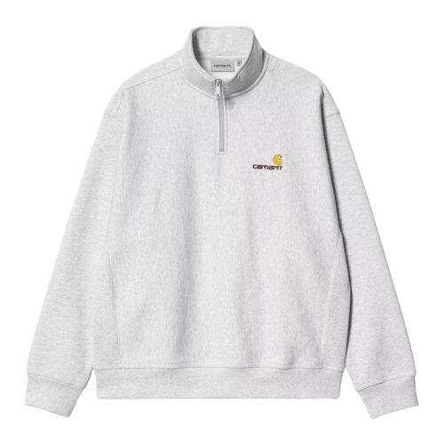 Sudadera Gris Carhartt Media Cremallera Half Zip American Script Sweatshirt Ash Heather XS