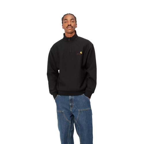 Sudadera Negro Carhartt Media Cremallera Half Zip American Script Sweatshirt Black BLACK S