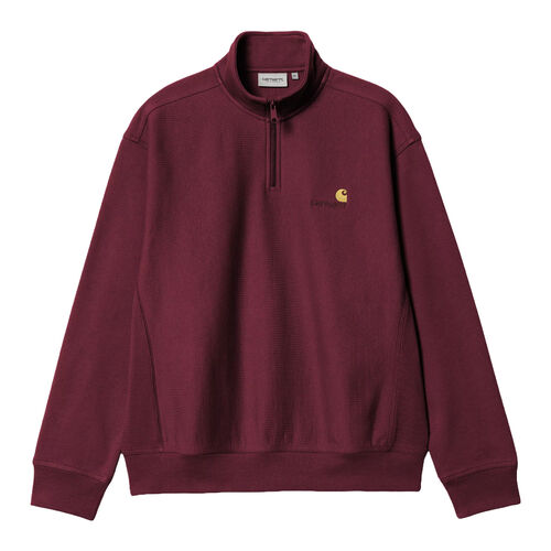 Sudadera Granate Carhartt Media Cremallera Half Zip American Script Sweatshirt Malbec M