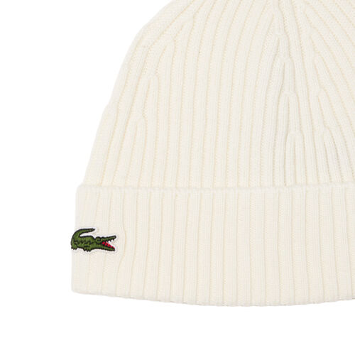 Gorro Blanco Lacoste de Punto de Canalé Farine TU