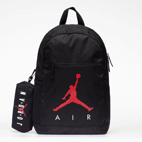 Mochila escolar Nike   Jordan con estuche 19 litros  Negro / rojo