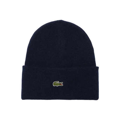 Gorro Azul Marino Lacoste de Lana con Borde de Canalé  TU