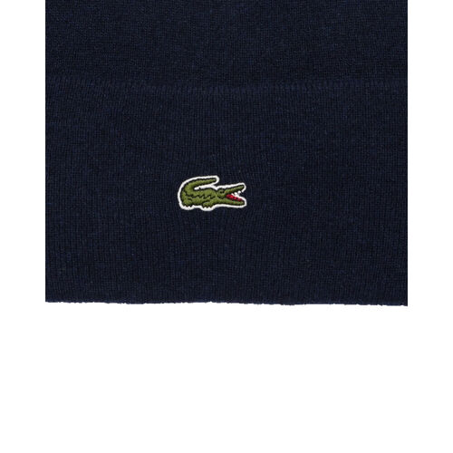 Gorro Azul Marino Lacoste de Lana con Borde de Canalé  TU