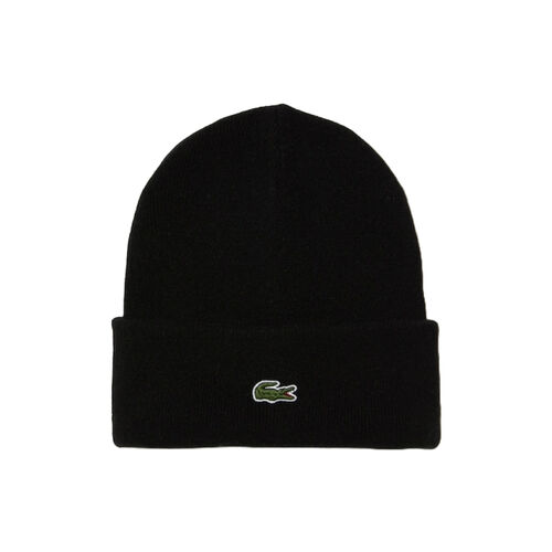 Gorro Negro de Lana Lacoste con Borde de Canalé Noir 7 TU