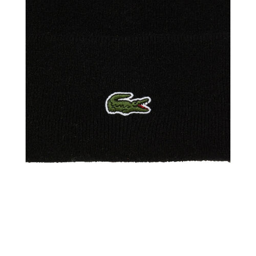 Gorro Negro de Lana Lacoste con Borde de Canalé Noir 7 TU