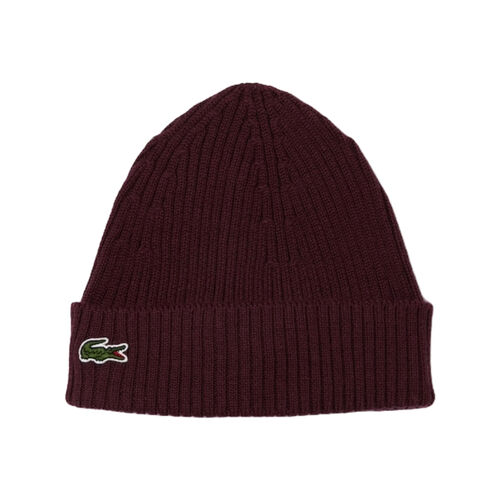 Gorro Granate Lacoste de Canalé de Lana Cepillada Burdeos Expresso  TU