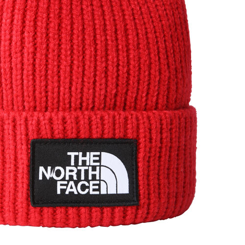 Gorro Roja The North Face de Punto Elástico con Borde y Logotipo de TNF Red