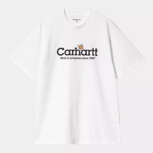 Camiseta Blanca Carhartt Algodón S/S Label Script T-Shirt White Estilo Moderno XS