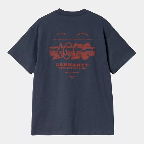 Camiseta Azul Carhartt S/S Runaway T-Shirt Blue/Vermillion Diseño Holgado AZUL XS