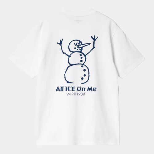 Camiseta Blanca Carhartt S/S Ice T-Shirt White Diseño Muñeco De Nieve BLANCO S