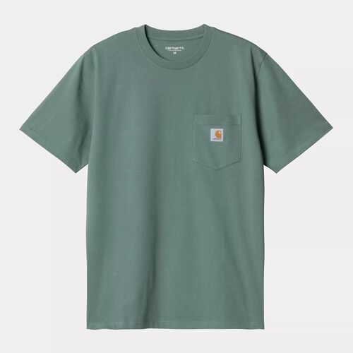 Camiseta Verde Con Bolsillo Carhartt S/S Pocket T-Shirt Silver Pine Logo Clásico S