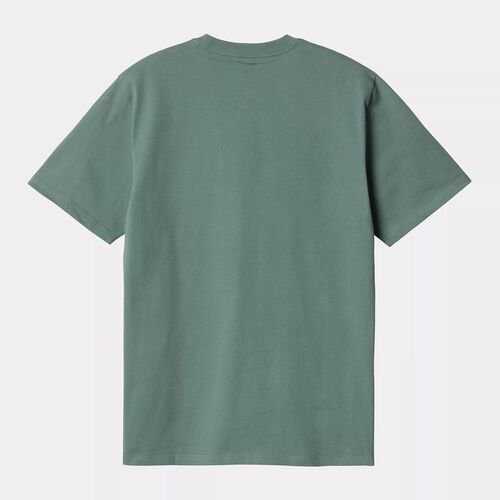 Camiseta Verde Con Bolsillo Carhartt S/S Pocket T-Shirt Silver Pine Logo Clásico S