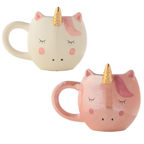 Taza Cerámica Unicornio Puckator Rosa O Blanco 