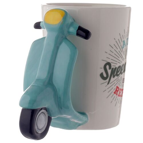 Taza de Cerámica Puckator- Asa con Forma de Moto Scooter 