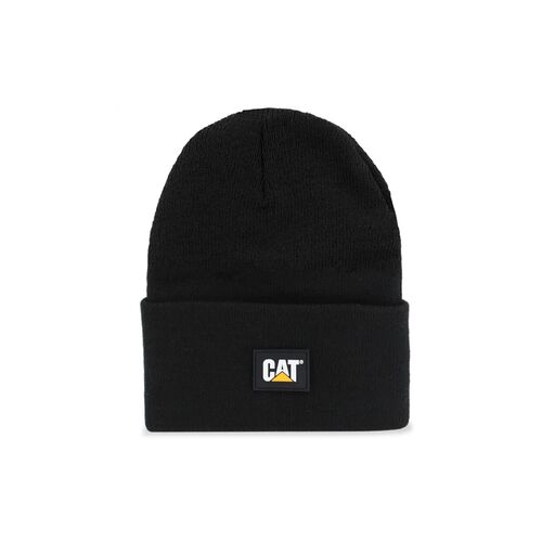 Gorro Negro CAT Label Cuff Beanie Black Suave y Cálido