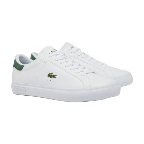 Zapatillas Blancas Lacoste de Piel con Suela de Goma Powercourt White Green 41