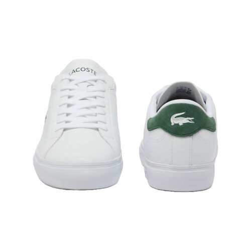 Zapatillas Blancas Lacoste de Piel con Suela de Goma Powercourt White Green 41