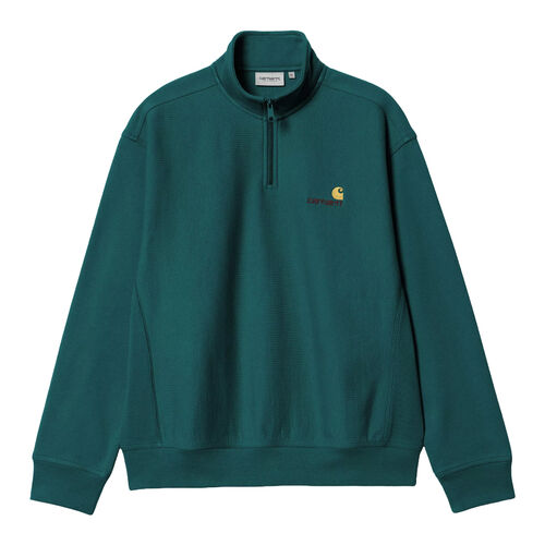 Sudadera Verde Carhartt Media Cremallera Half Zip American Script Sweatshirt Malachite XS