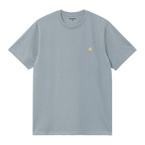 Camiseta Azul Carhartt Chase T-Shirt Frosted Blue/Gold Ajuste Holgado XS