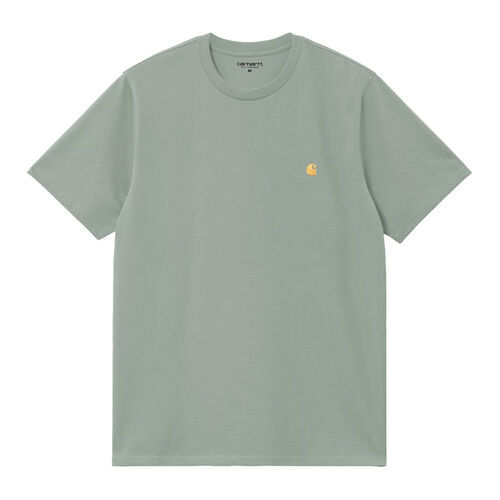 Camiseta Verde Carhartt Chase T-Shirt Frosted Green/Gold Ajuste Holgado XS