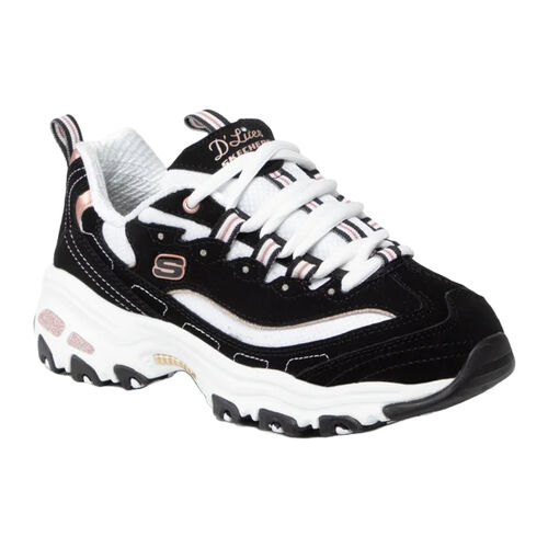 Zapatillas Negras y Rosas Skechers D''Lites Devoted Fan con Plantilla Acolchada 37