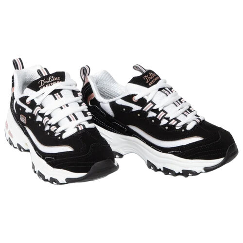 Zapatillas Negras y Rosas Skechers D''Lites Devoted Fan con Plantilla Acolchada 37