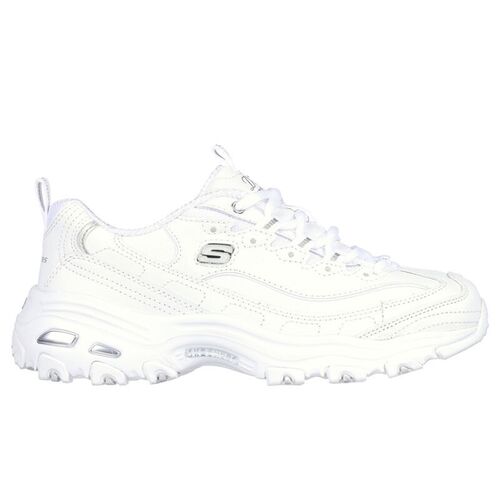 Zapatillas Blancas Skechers D''Lites - Fresh Start Blanco-Plata 41