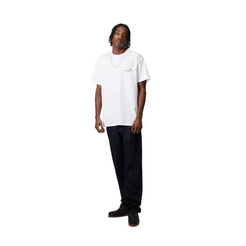 Camiseta Carhartt Blanca S/S American Script T-Shirt White Corte Holgado XS