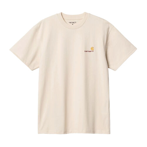 Camiseta Carhartt Beige S/S American Script T-Shirt Natural Corte Holgado S