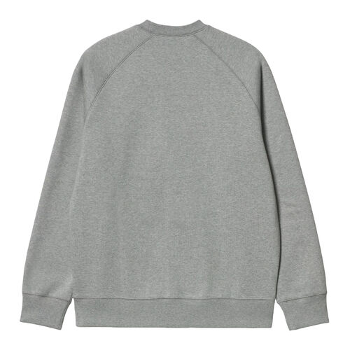 Sudadera Gris Carhartt Chase Sweatshirt Grey Heather Logo Bordado En La Manga S