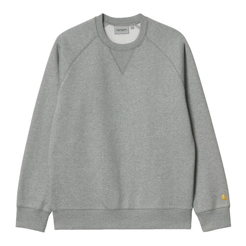 Sudadera Gris Carhartt Chase Sweatshirt Grey Heather Logo Bordado En La Manga S