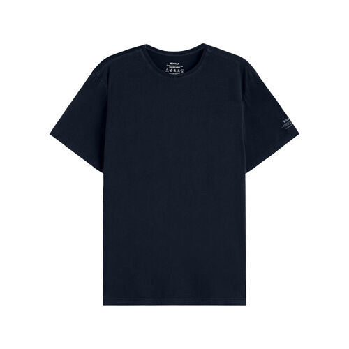 Camiseta Azul Ecoalf Vent Deep Navy de Cuello Redondo con Logo en la Manga S