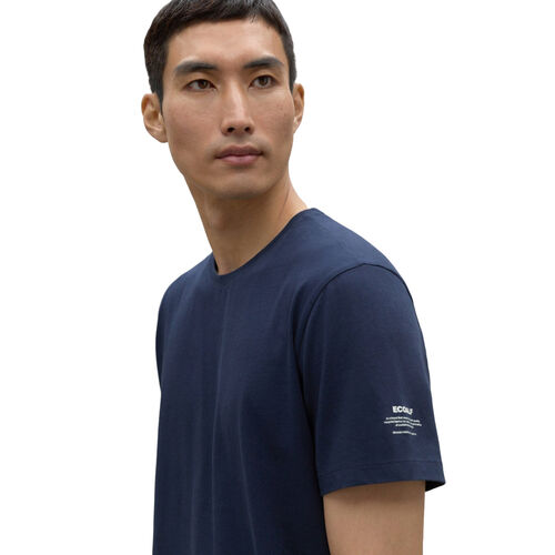 Camiseta Azul Ecoalf Vent Deep Navy de Cuello Redondo con Logo en la Manga S