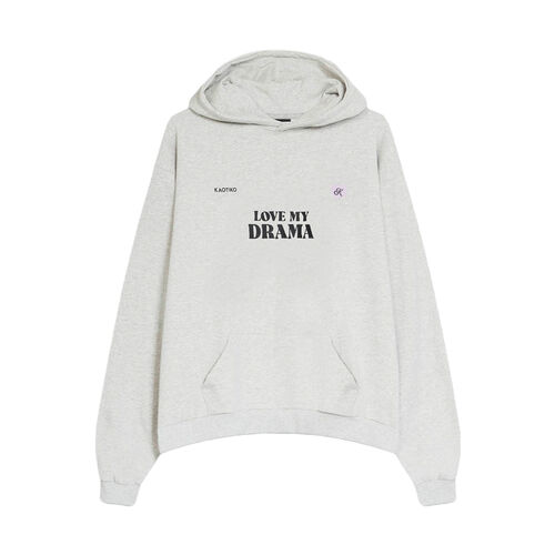 Sudadera Gris Kaotiko Love My Drama Grey con Capucha S