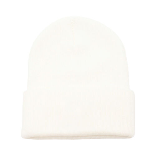 Gorro Blanco CAT Label Cuff Beanie Cream Suave y Cálido