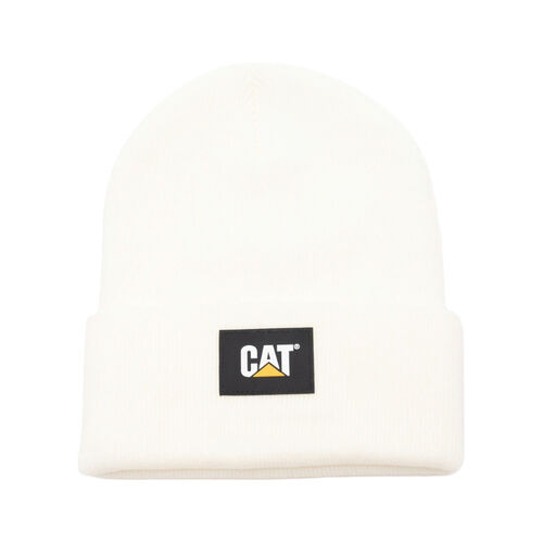 Gorro Blanco CAT Label Cuff Beanie Cream Suave y Cálido